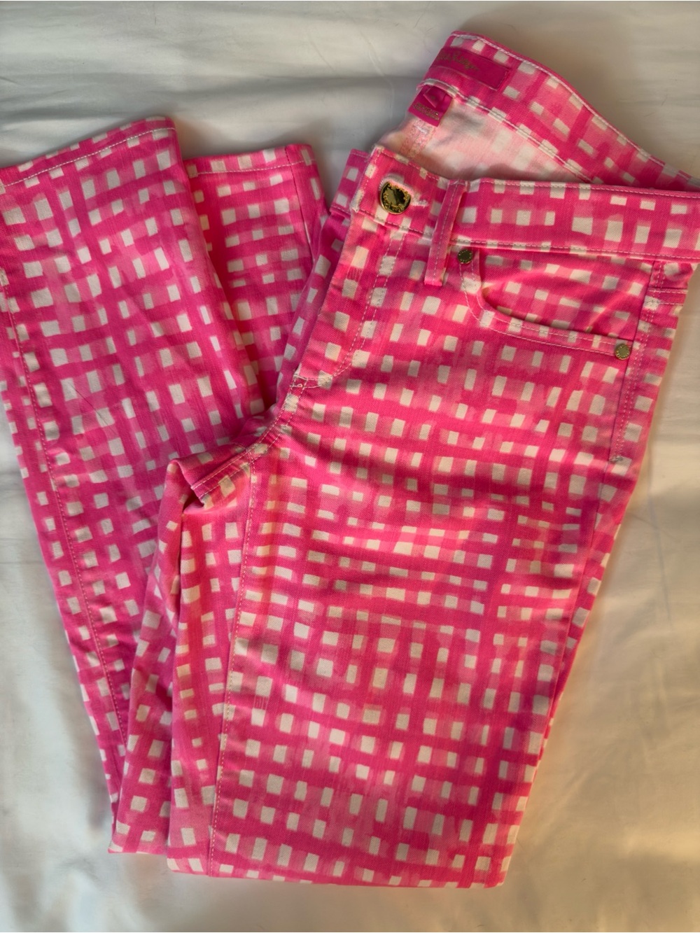 Lilly Pulitzer South Ocean Skinny Crop Pants Pink Tropics Feeling Beachy | Sz 6